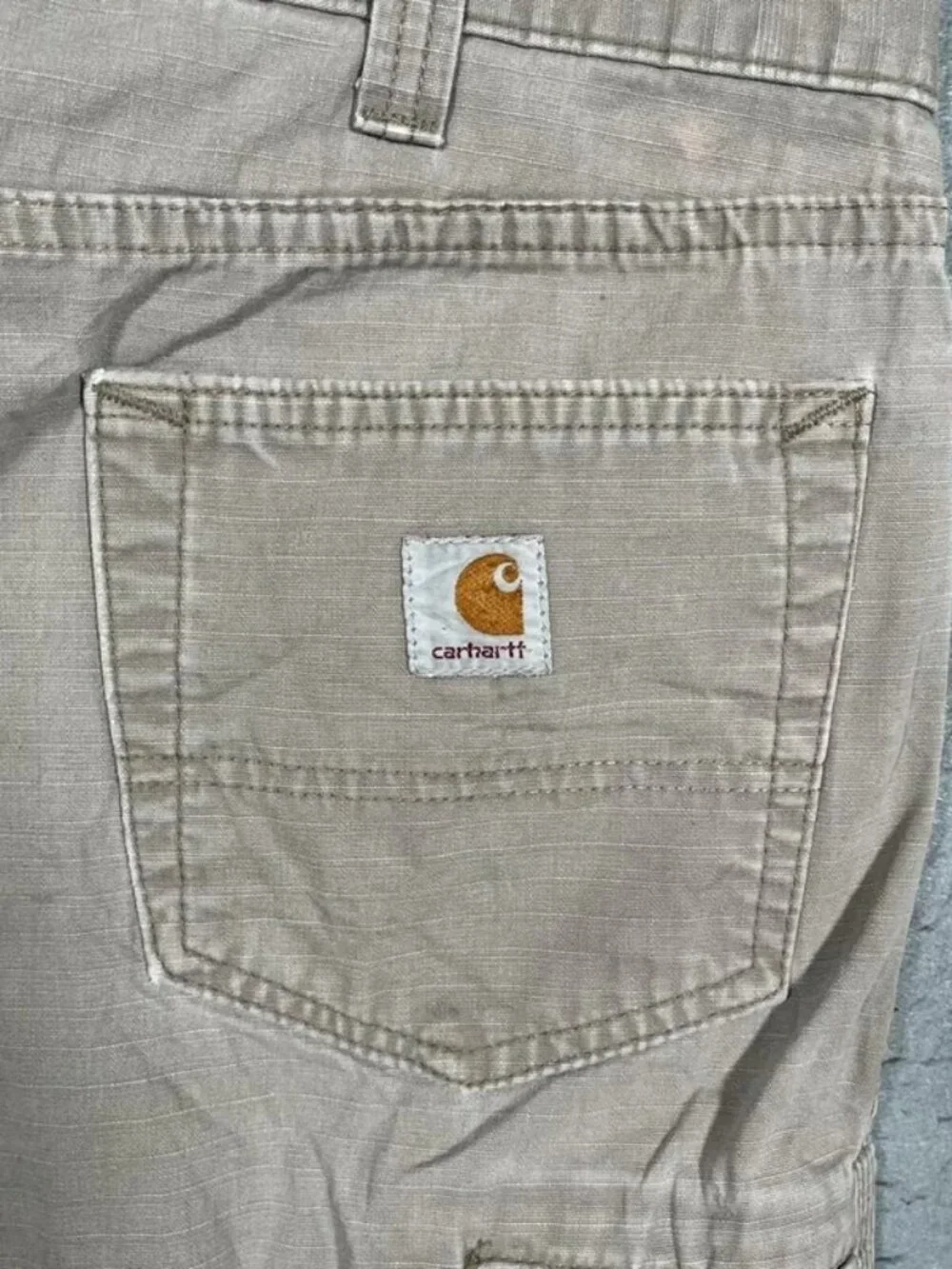 Carhartt Beige Distressed Shorts Workwear Casual W34 I8